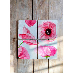 ที่รองแก้วลายดอกไม้ทำจากไม้รูปทรงสี่เหลี่ยมสำหรับบ้านไร่และงานปาร์ตี้งานวอลนัททำมือใหม่จากอินเดีย - Product Image 2