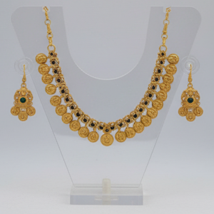 Exquisite Temple Jewellery Coin Set 62gm Traditional Indian Gold Plated <b>Necklace</b> <b>and</b> <b>Earrings</b> Perfect for Festivals <b>and</b> Weddings - Product Image 4