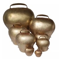 Cloche à vache suspendue de qualité supérieure, moderne, imitation antique, en fer moulé sous pression, plaquée argent, artisanale traditionnelle, religieuse, pour bétail
