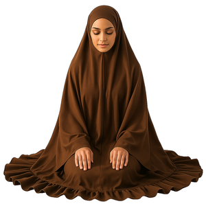 Ropa islámica de primera calidad transpirable de longitud completa para Jilbab Khimar, conjuntos de túnica Maxi para mujer para volantes de oración - Product Image 1
