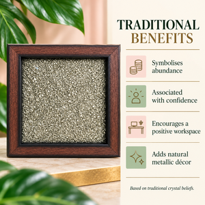 Plaque rectangulaire sculptée en pyrite naturelle, Feng Shui Chakra, cadeau d'affaires du Maharashtra - Product Image 6