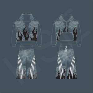 ชุดวอร์มลายพิมพ์ไท-ได แฟชั่นลายเปลวไฟ |   ชุดสองชิ้นโลโก้แบบกำหนดเอง - Product Image 1