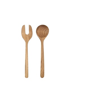 Premium Finest Quality <b>Wooden</b> <b>Salad</b> <b>Server</b> Set with White Resin Handle for Kitchen Tabletop Food Eating Spoon & Fork Sets - Product Image 2