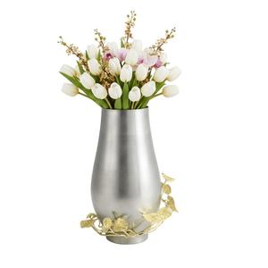 Wholesale Modern Hammered Silver Aluminium Flower <b>Vase</b> With Vine Accent <b>Unique</b> Decorative Metal Table For Home Decor & Events - Product Image 6