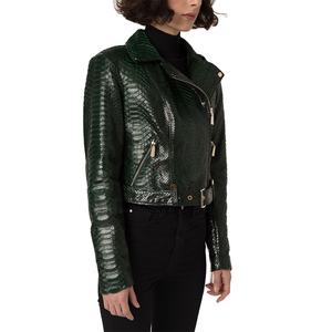 OEM mujer cocodrilo en relieve chaqueta de cuero genuino chaquetas de moda chaquetas de cuero de las mujeres estilo caliente logotipo personalizado hecho en Pakistán - Product Image 3