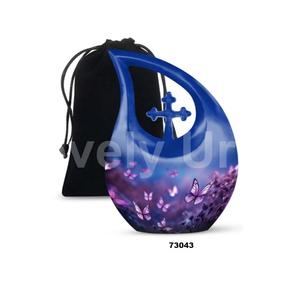 Urna Funeraria de Aluminio con Forma de Lágrima y Mariposa, para Cenizas de Adultos, Decorativa, con Bolsa de Terciopelo Gratis - Product Image 2
