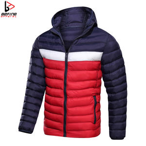 Manteau d'hiver léger et personnalisable pour homme, veste matelassée fine, col montant, à capuche, réversible, coupe-vent, style urbain, OEM - Product Image 4