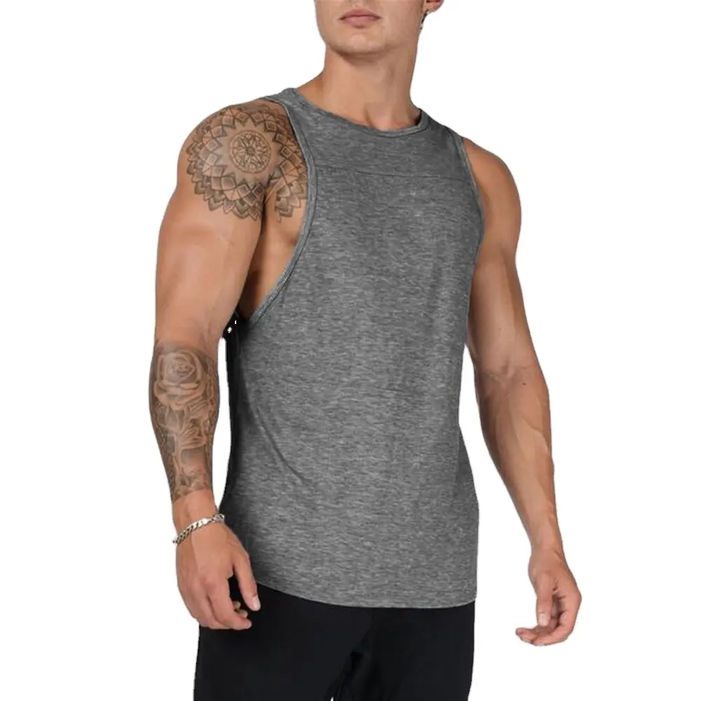 เสื้อกล้ามออกกำลังกายแขนกุดสำหรับผู้ชายเสื้อกล้ามสำหรับออกกำลังกายเสื้อกล้ามผ้าฝ้ายเย็บปะติดปะต่อกัน