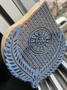 Hand Carved Wooden Block <b>Printing</b> <b>Stamp</b> Leaf Medallion Geometric Design | Traditional Indian Textile Block - Product Image 2