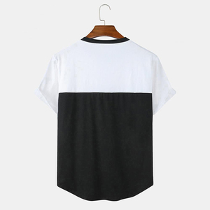 เสื้อยืดคอกลมแขนสั้นสำหรับผู้ชายดีไซน์แบบมืออาชีพเสื้อยืดคอกลมพิมพ์โลโก้ตามสั่งลายสีพื้นย้อมสีแบบเรียบยาวสั้นเปล่าสำหรับ OEM - Product Image 2