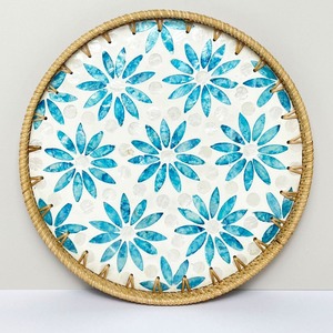 Plateau vadrouille en osier pour décoration intérieure table basse plateaux en rotin nacre plateau de service tissé - Product Image 4