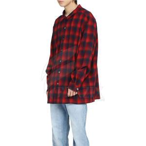 Camisas de franela de hombre de manga corta lisas informales de estilo personalizado camisas de franela de talla grande de algodón 100% a la venta - Product Image 3