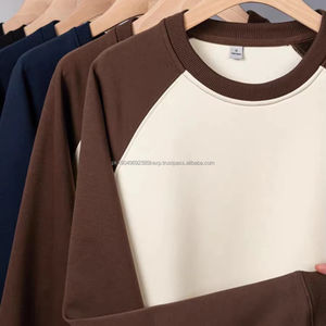 Sudadera de Cuello Redondo con Mangas Raglán de Dos Tonos para Hombre, Sudadera Informal, Cómoda y Básica - Product Image 1