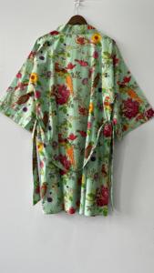 100% vert coton indien plage Kimono Robe thermique peignoir robe de chambre pour l'hiver ODM approvisionnement - Product Image 5