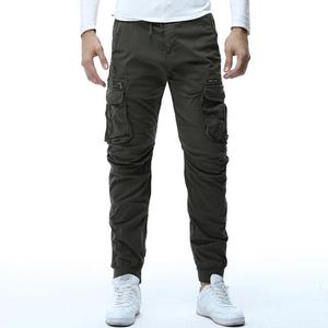 Pantalon cargo unisexe décontracté en toile respirante et légère, taille mi-haute, couleur unie, avec plusieurs poches, anti-plis - Product Image 1