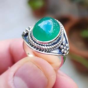 <b>925</b> Sterling <b>Silver</b> Green Onyx Handmade <b>Ring</b> Boho July Birthstone Jewelry Licensed Perfect Gift for Her Birthday Anniversary - Product Image 4