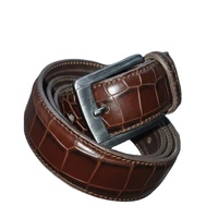 Ceinture décontractée en cuir de vachette texturé pour homme, design gaufré, taille réglable, OEM ODM, logo personnalisé, boucle en acier, durable et légère