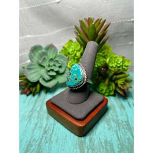 Donovan Nez Kingman <b>Adjustable</b> <b>Ring</b> Turquoise & Sterling Silver Gift with Bezel Setting Inlay Technology - Product Image 3