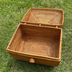 Venta al por mayor cesta de picnic de mimbre con tapa cestas de ratán natural hechas a mano para ocasiones de camping - Product Image 5