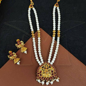 Conjunto de colgante de templo de oro alto, joyería tradicional, esmalte, fiesta, diseñador, moda - Product Image 1