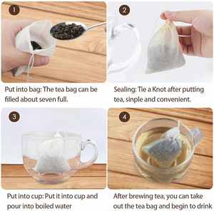 Sachets à thé 50 pièces Sachets à thé en coton réutilisables Sachets filtrants vides non blanchis - Product Image 4