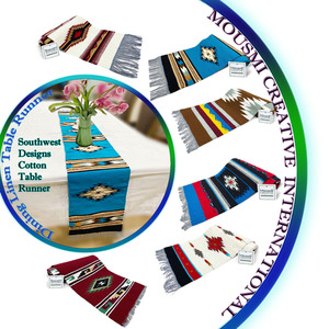 Direct usine exportation Textile salle à manger lin coton tissé sud-ouest chemin de table coton frange des deux côtés de nombreux modèles disponibles - Product Image 1
