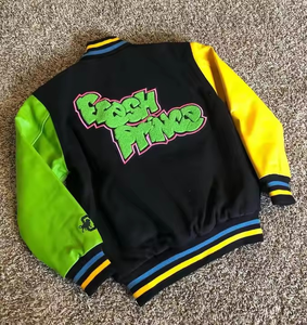 Veste bomber en molleton brodé avec lettres, veste varsity pour hommes, logo personnalisé OEM, vestes brodées - Product Image 4