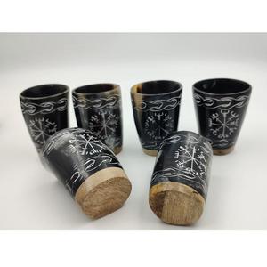 Horn Shot <b>Cup</b> Viking 3" with Engraved Carved Eco-Friendly Feng Shui High Quality - Product Image 1