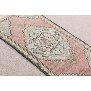 Turkish Small Rug 1.6x2.9 ft, Vintage <b>Red</b> Floral <b>Wool</b> Rug - Product Image 2