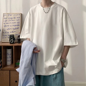 เสื้อยืดโอเวอร์ไซซ์ผู้ชายสำหรับฤดูร้อนเสื้อยืดฮิปฮอปคอกลมแขนสั้นสีพื้นลำลองลำลองสำหรับ100% - Product Image 1