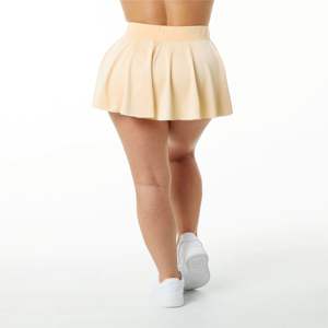 100% Polyester Jersey Knit Womens Compression Lined Mesh High Waisted Tan Breathable <b>Skirt</b> with Compression Lined Short - Product Image 3