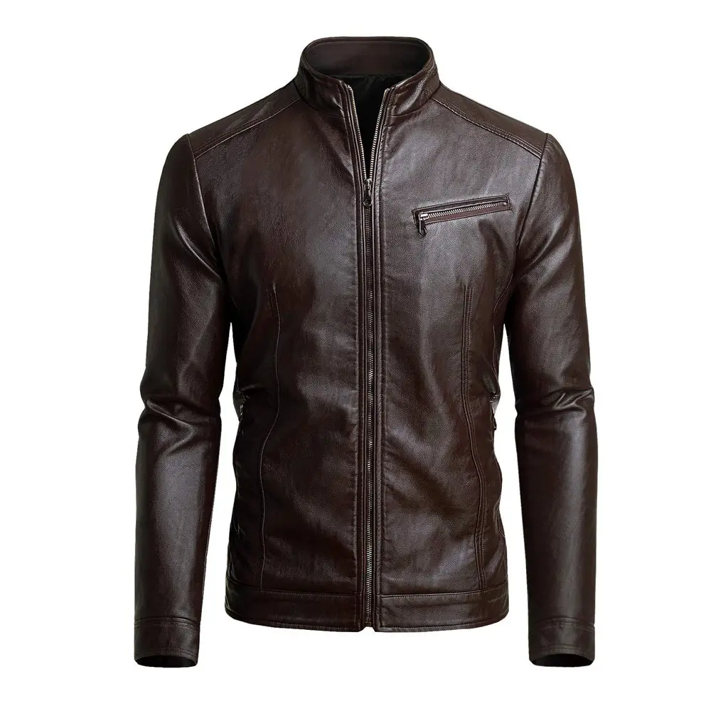 Low MOQ High Quality Jacket Leather 100% Genuine Leather jacket Custom Fashion Men Black Solid Leather Jackets