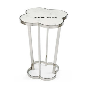 Table d'appoint en acier inoxydable, métal, dessus en marbre, forme ronde, style fantaisie, luxe, faite à la main, de haute qualité - Product Image 4