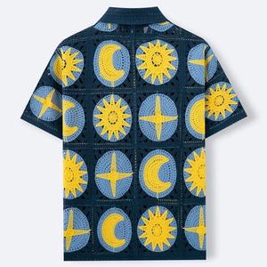 Verano hombres manga corta Casual Floral prendas de punto Polos hombres cárdigan de punto suéter Tops - Product Image 4