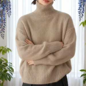 Pull en laine épaisse anti-rides à col rond pour femme Blubelle, coupe ample, tricot doux, ample, décontracté, chic pour l'automne et l'hiver - Product Image 2