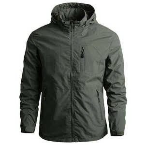 Veste coupe-vent unisexe à capuche, imperméable, coupe-vent, légère, pour la randonnée hivernale en plein air, avec doublure en coton - Product Image 1