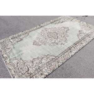 พรมวินเทจตุรกี ขนาด 5.3x8.8 ฟุต (163x268 ซม.) พรมลายปะติดสีเทา - Product Image 4