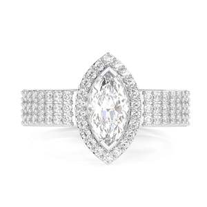 1.50CT Marquise Cut Diamond Halo avec Accents Heavy Anniversary Ring for Women - Product Image 6