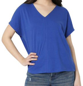 OEM T-shirt de luxe en soie 2024 coton pour femmes de taille plus avec impression personnalisée maillot décontracté à épaules tombantes motif 3D Logo 100% coton - Product Image 1