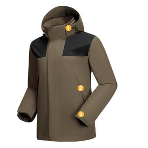 Chaqueta cortavientos de invierno de manga larga informal unisex, transpirable, impermeable, ecológica, con cierre de cremallera, capucha de talla grande, High Street - Product Image 3