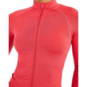 Veste d'entraînement coupe-vent coupe-vent pour femme fermeture éclair complète avec col montant Logo personnalisé Yoga Gym Active Wear traitement tricoté - Product Image 6