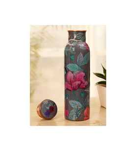 Professional Copper Drinkware <b>Bottle</b> Customized Flower Enamel Printed Copper YOGA <b>Water</b> <b>Bottle</b> - Product Image 1
