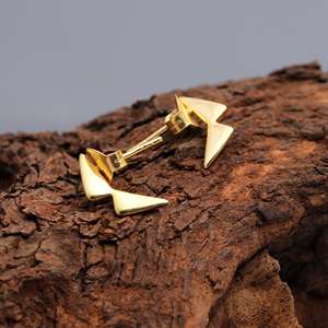 Pendientes de Botón de Plata de Ley 925, Estilo Básico, Modernos, Hechos a Mano, Chapados en Oro, Joyería para Mujeres y Niñas, Regalo - Product Image 4