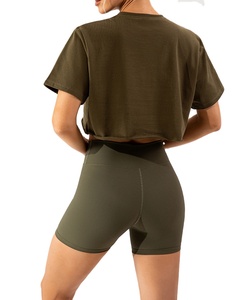 Hauts courts pour femmes surdimensionnés Dames Street Wear Hauts courts à manches longues pour femmes T-shirts personnalisés 100% coton pour femmes - Product Image 4