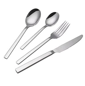 Nuevo juego de cubiertos plateados de acero inoxidable sostenible con mango cuadrado para el hogar y el juego de cubiertos de boda - Product Image 1