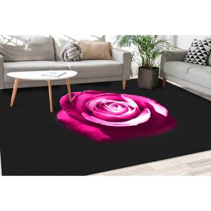 Tapis Rose Rose : Décoration de salon botanique noire, Tapis imprimé, Tapis en chenille - Product Image 5