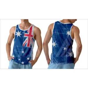 Top Quality Respirável Austrália Bandeira Mens Regata Personalizado Homens Bandeira Americana Ginásio Workout Oversize Tank Top Sem Mangas à venda