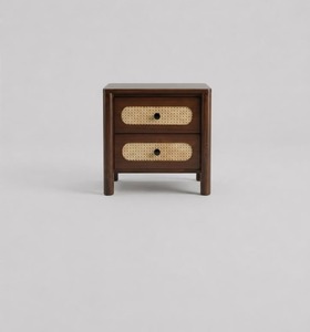 Midcentury Modern Vintage Retro Wooden Panel Platform <b>Bed</b> with Upholstered <b>Headboard</b> Bedroom Furniture Set - Product Image 3