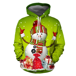 Sweat-shirt à capuche tendance pour homme, streetwear d'hiver, avec motif brodé de bonhomme de neige et de Père Noël, design personnalisé - Product Image 6