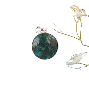 อัญมณีคริสโซโคลลาธรรมชาติ925จี้เงินสเตอร์ลิงชุบเงินทันสมัยสำหรับงานแต่งงานของขวัญงานเลี้ยงสำหรับทุกเพศ - Product Image 5